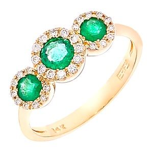 EFFY FINE JEWELRY - 14K Solid Gold, Emerald and Diamond Ring (sz 7)